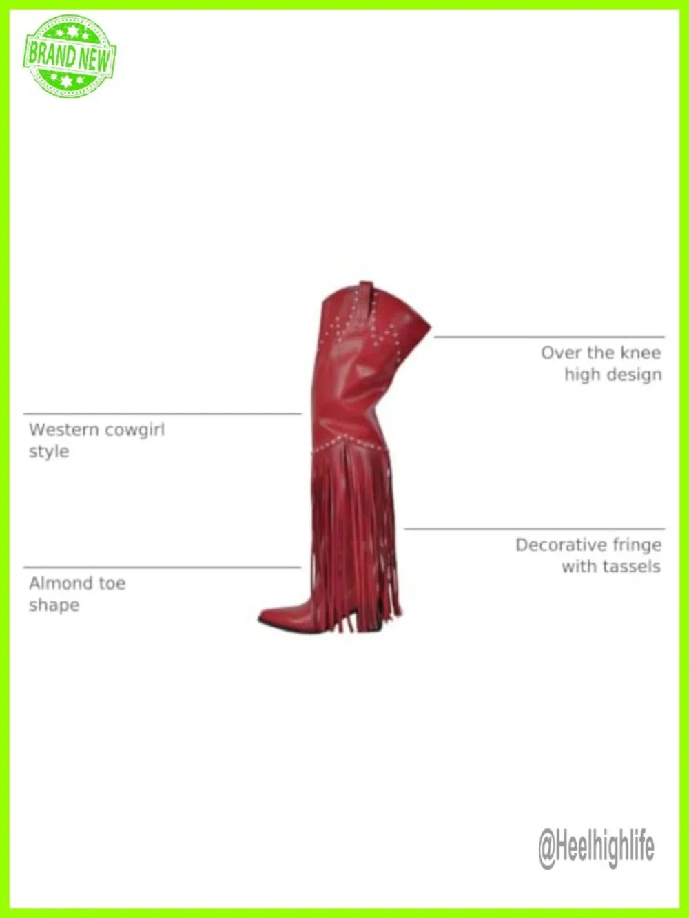 Western Thigh High Cowboy Boots with Fringe Over Knee Wide Calf Cowgirl Boots